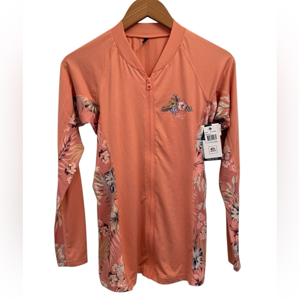 NWT RIP CURL ALOHA LONG SLEEVE ZIP UPS SUN SHIRT UV PROTECTION Large - Picture 1 of 13